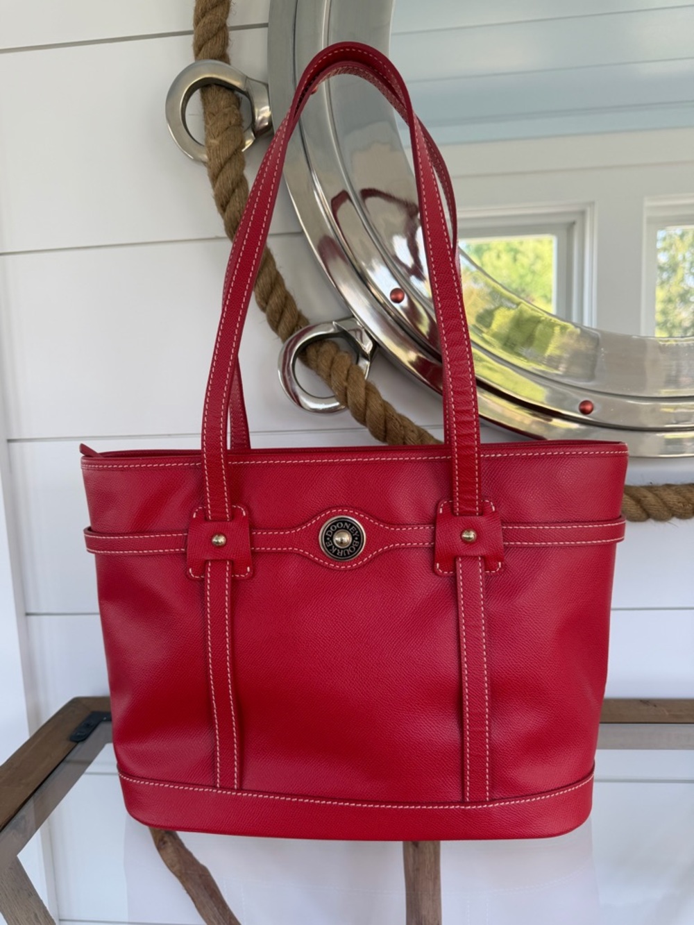 Dooney & Bourke Red Leather Tote | Classic Structured Shoulder Bag